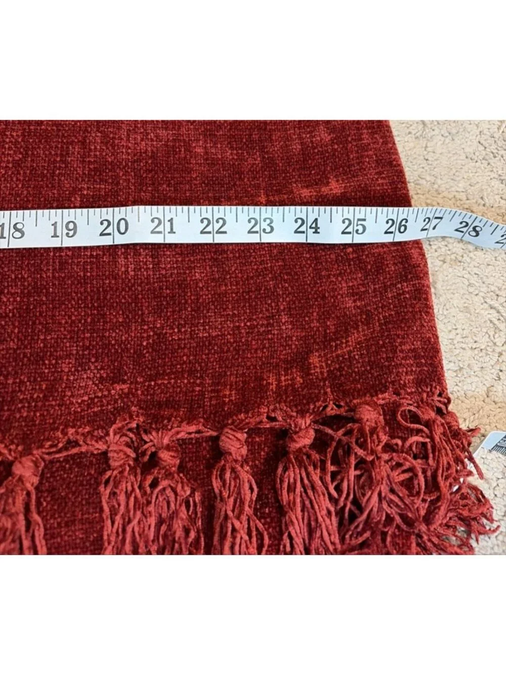 Luxury Red Chenille Blanket Decorative Throw Quilt Fringe Cover Bedding Luxe
